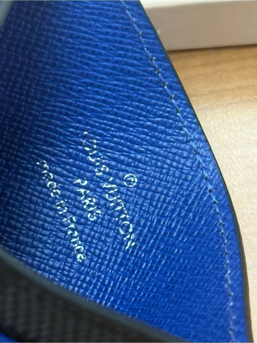 Louis Vuitton Black & Blue Card Holder Wallet Business Credit Lv Monogram